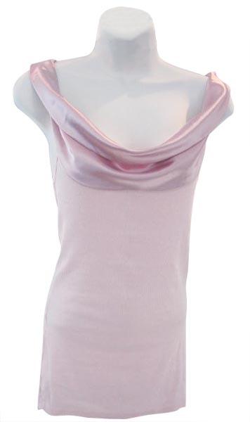 Pink Cocktail Dress with Draped Satin Neckline