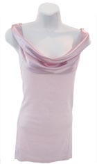 Pink Cocktail Dress with Draped Satin Neckline