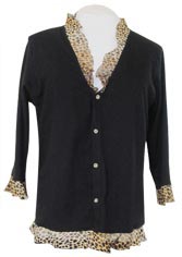Black Jacket with Leopard Print Ruffles